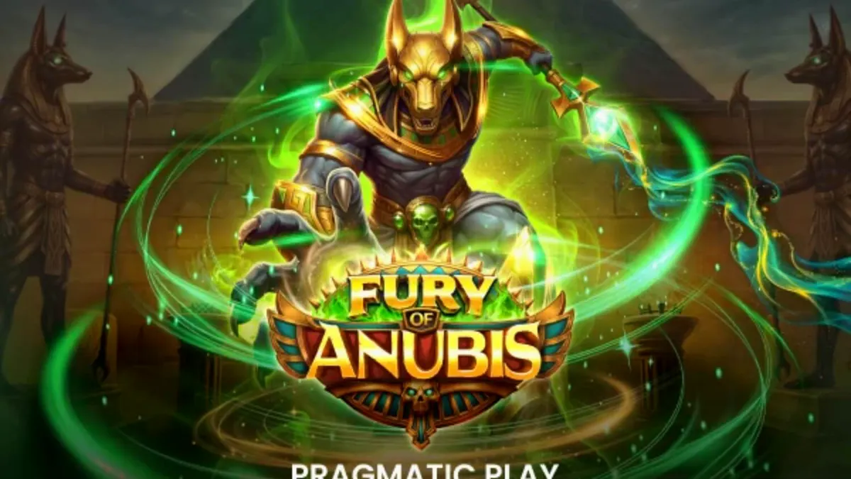 Cena do jogo de slot Fury of Anubis com temática egípcia e símbolos dourados