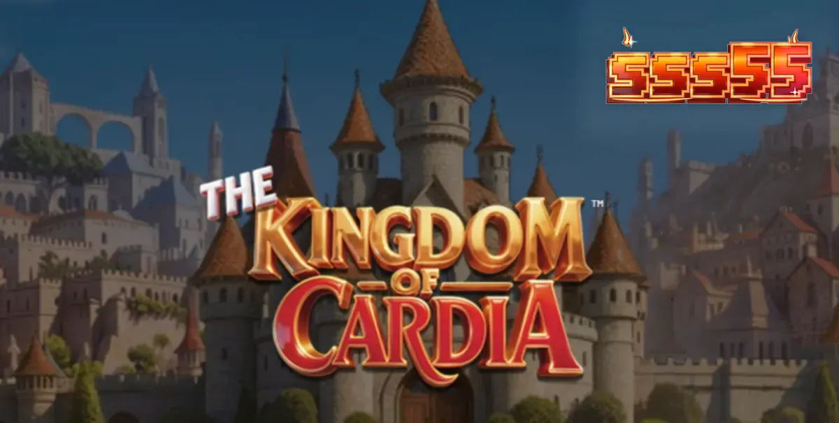 Interface vibrante do slot The Kingdom of Cardia com elementos de cartas e jardim fantástico.